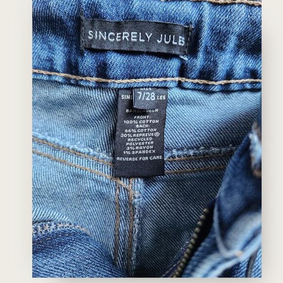 Sincerely Jules NWT Distressed Raw Hem HighRise Mom Stovepipe straight jeans sz7 - Picture 7 of 7